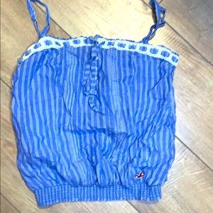 Hollister blue and white striped crop top